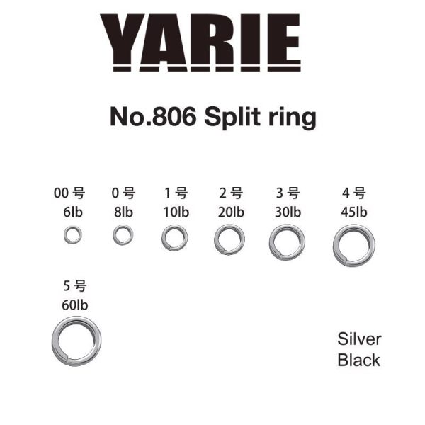 Yarie 806 Split Ring Black 30lb 3 Anelli Spaccati 25pz