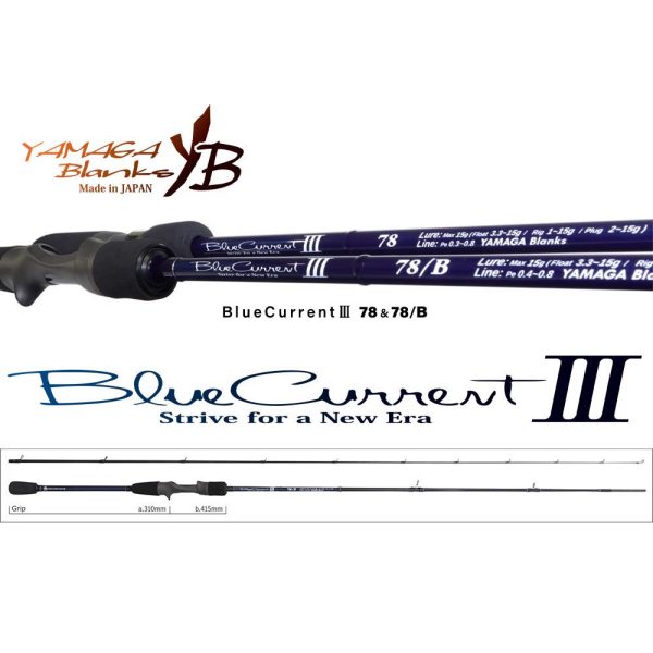 Yamaga Blanks Blue Current III 78/B CAST 2,42m 2-15gr Canna da spinning in 2 pezzi