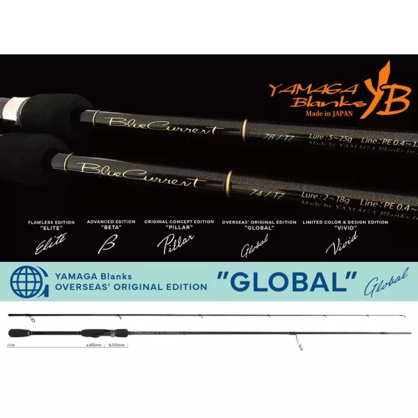 Yamaga Blanks Blue Current 78TZ Nano Global 2,345m 5-25gr Canna da spinning in 2 pezzi