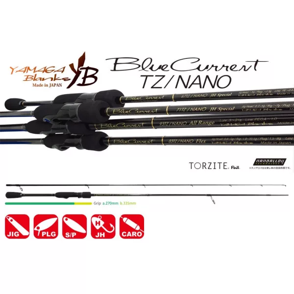 Yamaga Blanks Blue Current 72TZ Nano Global 2,185m 1,5-15gr Canna da spinning in 2 pezzi