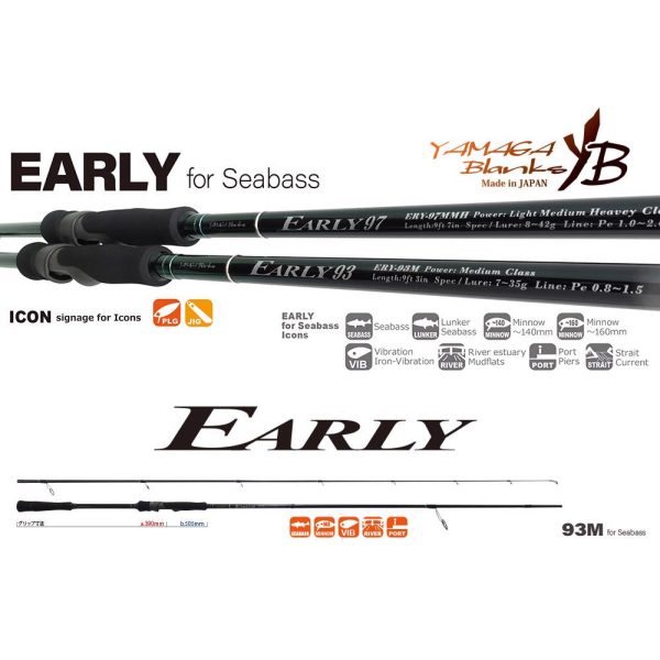 Yamaga Blanks Early Seabass 93M 2,81m 7-35gr 2 Pezzi Canna da Spinning