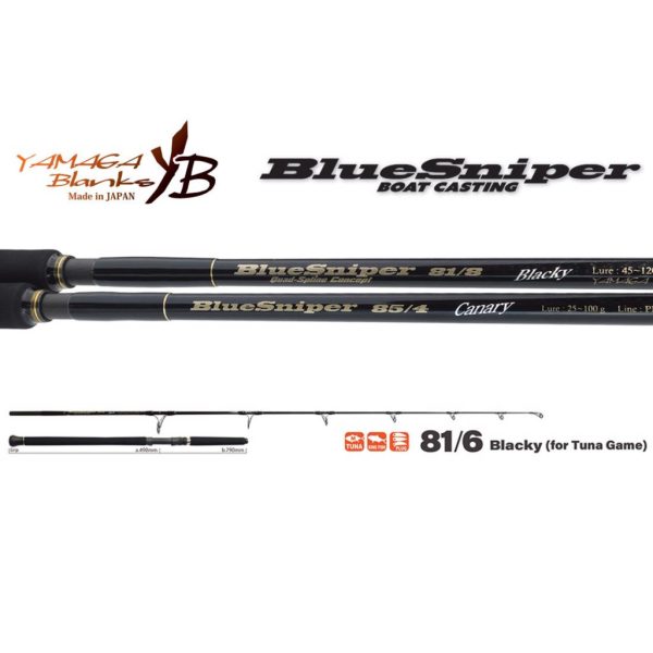 Yamaga Blanks Blue Sniper 81/6 Blacky Tuna 2,48m 30-110gr Canna da spinning in 2 pezzi