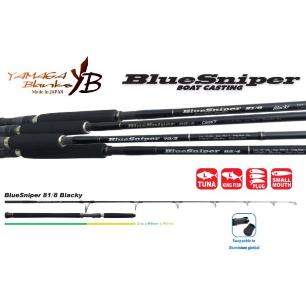 Yamaga Blanks Blue Sniper 81/8 Blacky Tuna 2,48m 45-120gr Canna da spinning in 2 pezzi