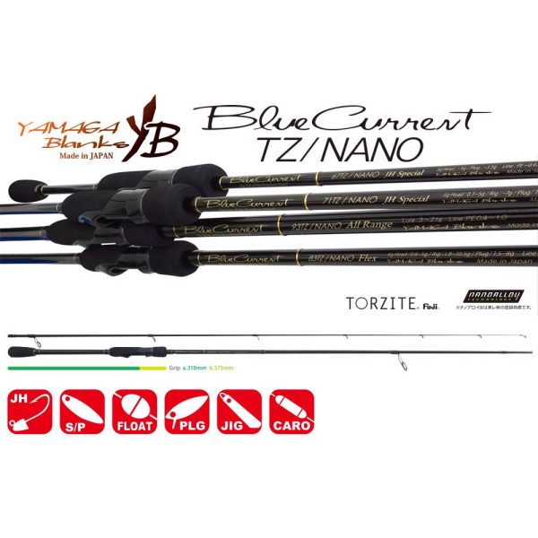 Yamaga Blanks Blue Current 85TZ Nano 2,57m 3-21gr Canna da spinning in 2 pezzi
