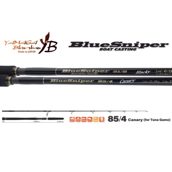 Yamaga Blanks Blue Sniper 85/4 Canary 2,57m 25-100gr Canna da spinning in 2 pezzi