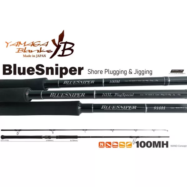 Yamaga Blanks Blue Sniper 100M-MH Nano 3,07m 120gr 2 Részes Pergető Bot