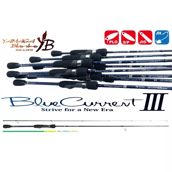 Yamaga Blanks Blue Current III 76Stream 2,29m 1,6-12gr Canna da Spinning in 2 Pezzi